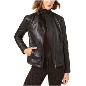 J McLaughlin Platt Black Buttery Leather Moto Jacket Biker L Chic Streetwear